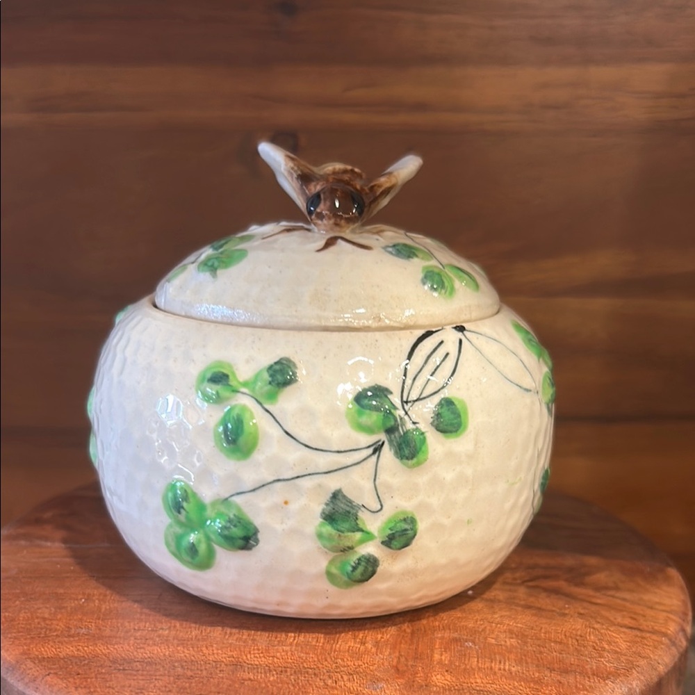 Vintage Bee & Clovers Jar with lid Made in Occupied Japan